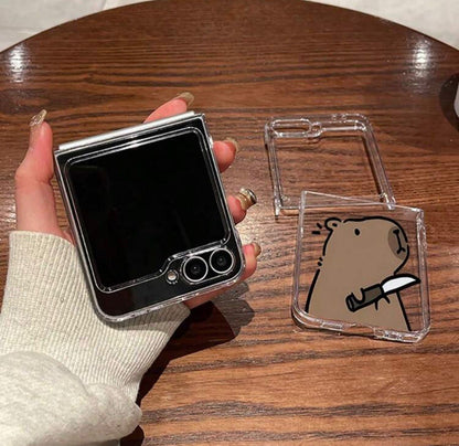 Z flip 7 Cute Hamster Transparent Phone Case