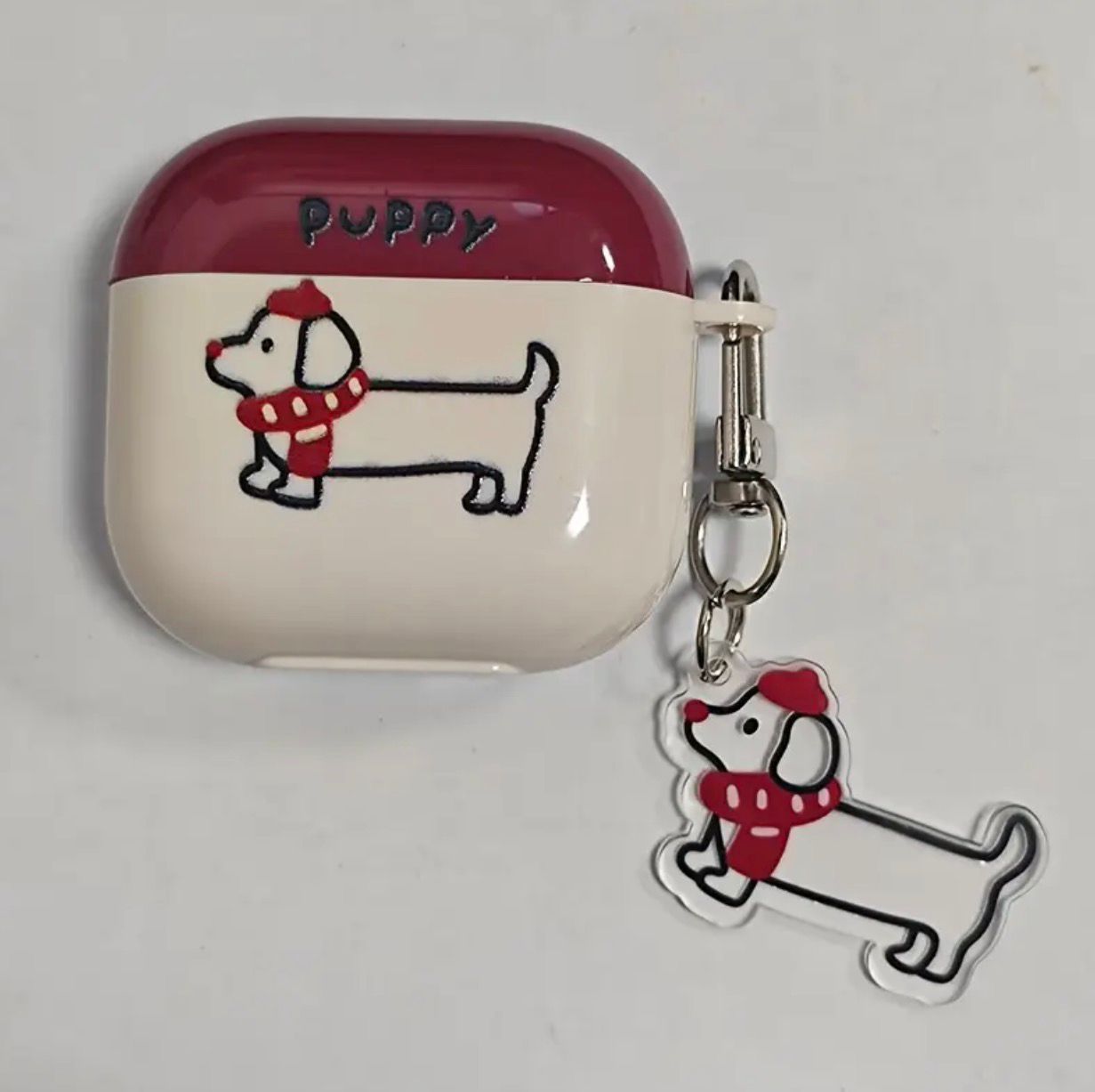 Airpods 4 Colorful Red Scarf Dachshund Pattern Design Earphone Case