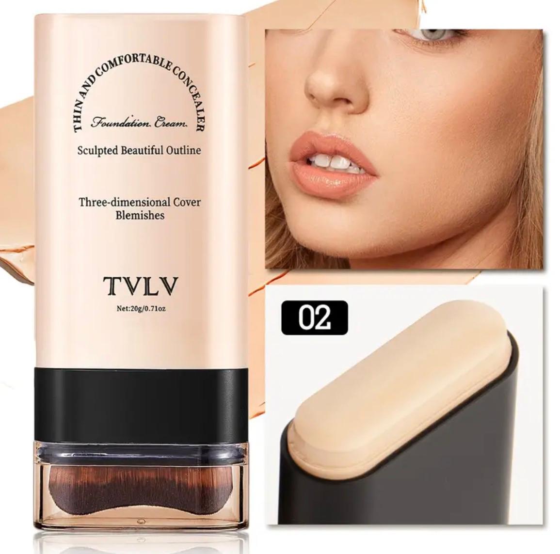TVLV Immaculate 2-in-1 Foundation and Concealer Stick with Brush.