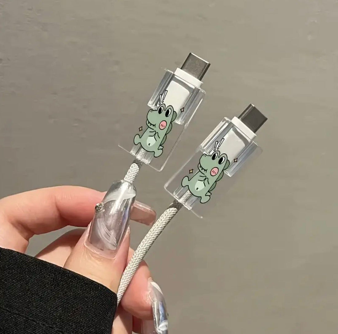 3pcs set of cartoon dinosaur charger protective cases suitable for iPhone