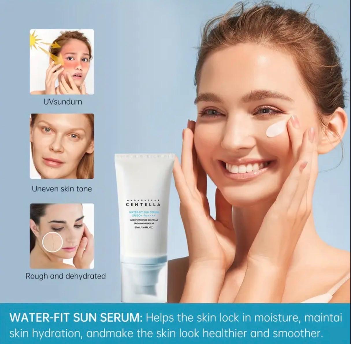 1pc Moisturizing Sunscreen, Suitable for Face and Body | SPF50+ PA++++ | Desert-Level Protection with Collagen, Vitamin E &amp; Snow for Lotus, Long-Lasting Waterproof, Sweatproof, Protection - 50ml