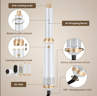 Hairstyler 5-in-1 Air Styler Hot Brush Curling Iron Thermal Brush Hot Hair Brush Hair Straightener Brushes for Long/Short Hair.