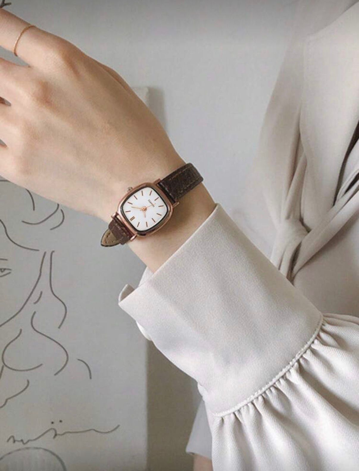 Square Casual Student Quartz Leather Watch