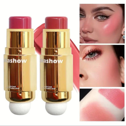 Waterproof Dual-Ended Blush Stick - Matte Finish, Buildable Coverage for All Skin Tones, Vibrant Orange/Pink/Red Shades