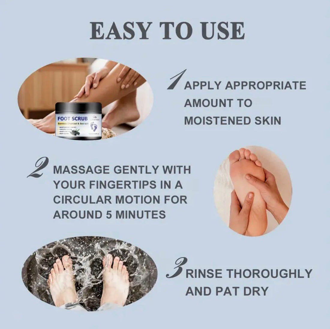 LANEMAY Bamboo Charcoal &amp; Sea Salt Foot Scrub – Intensive Treatment for Dry, Cracked Heels