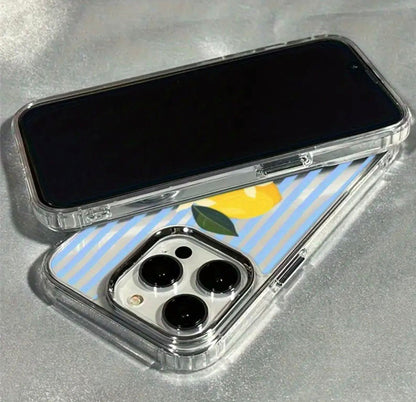 Striped Lemon Style iPhone XSMAX Phone Case Shockproof Anti-Slip Lightweight Phone Case, New Fashion Trend Design High-Quality TPU Protective Cover.