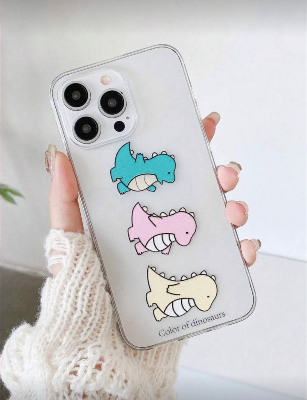 iPhone 16 Plus Cute Cartoon Dinosaur Pattern Soft And Friendly Feeling Camera Lens Cover Phone Cases 3Pcs