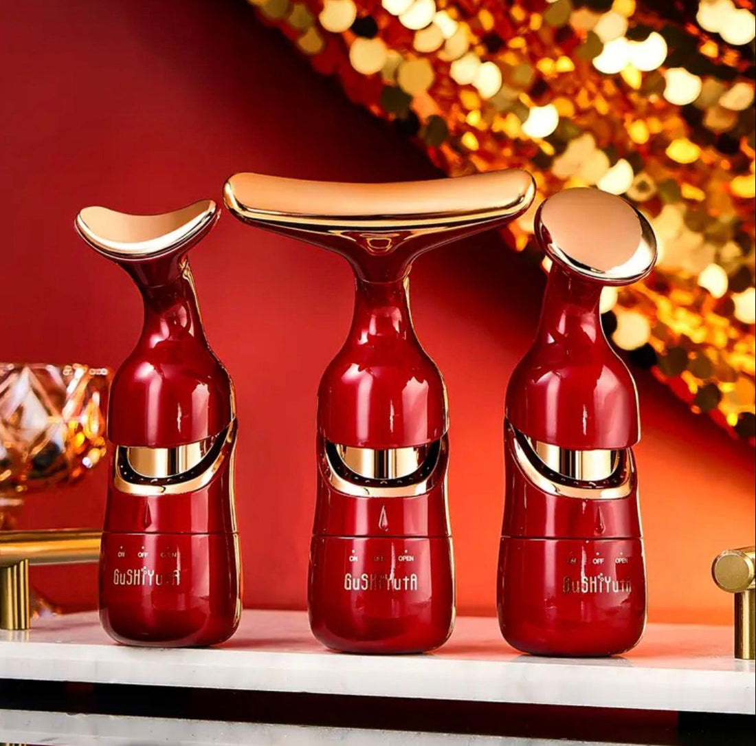 3-in-1 Home Beauty Device: Facial, Eye &amp; Neck Massager with Heat Relax