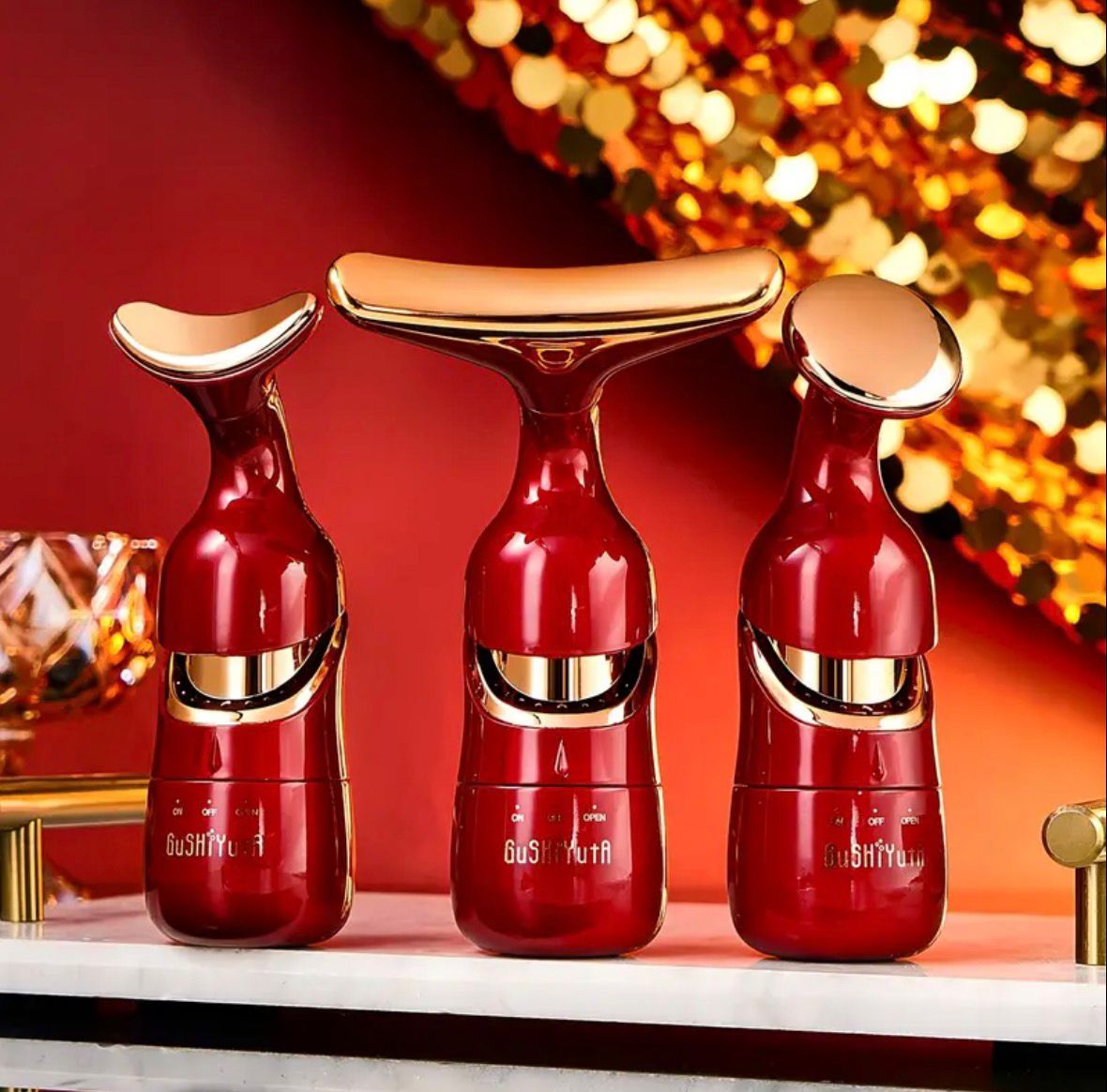 3-in-1 Home Beauty Device: Facial, Eye &amp; Neck Massager with Heat Relax