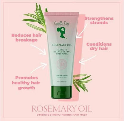 Camille Rose | Rosemary Oil 5 Minute Deep Strengthening Mask | Castor Oil, Peppermint &amp; Rosemary Essential Oils to Encourage Hair Growth &amp; Strengthen | Natural Deep Conditioner | 8.5 fl oz