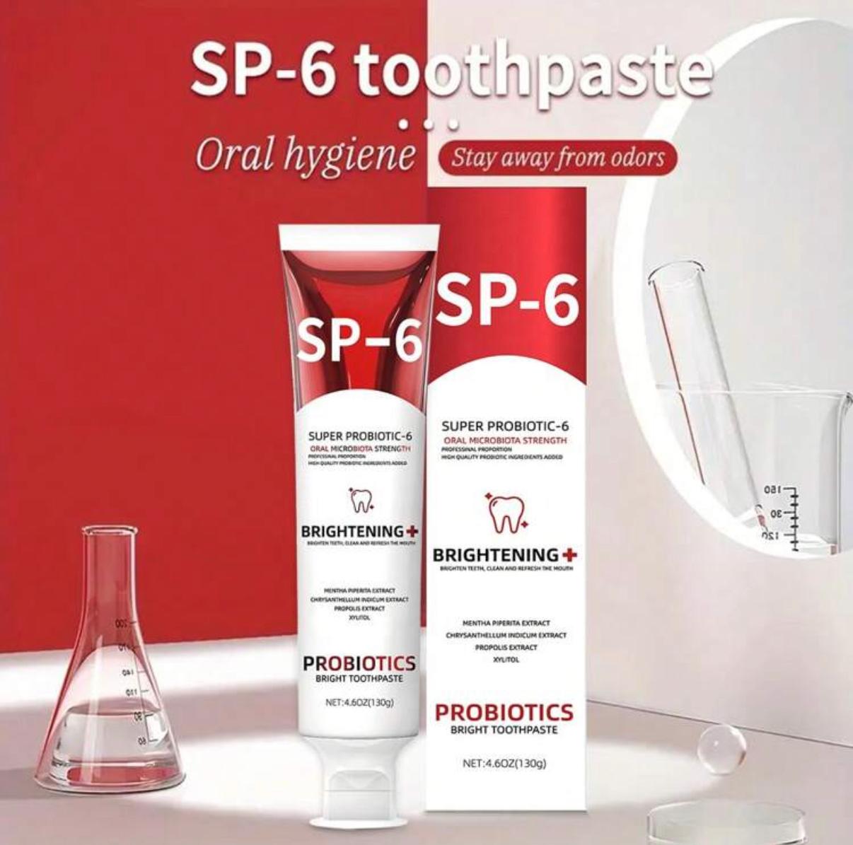 SP-6 Probiotic Toothpaste, Effective Teeth Whitening, Protect Enamel, Remove Stains