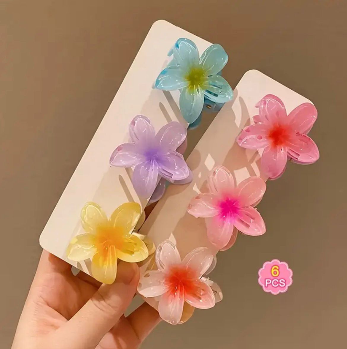 Gradient Flower Hair Clip Set 6Pcs