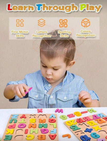 Wooden Alphabet, Puzzle Set for Toddlers | Montessori Educational Learning Toy for Ages 3+