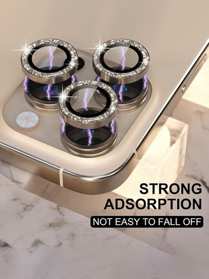 Suitable for iPhone 16 Pro/Pro Max lens protector, sparkling diamond camera case.