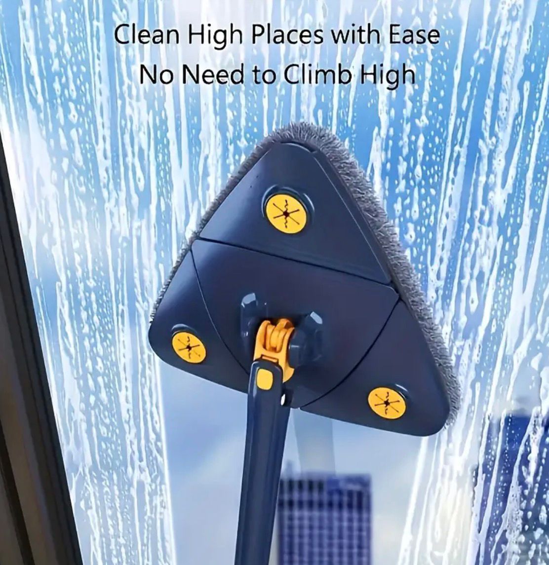 Triangle 360° Rotating Cleaning Mop, Long Handle Floor Mop, Hands-free Wash Squeeze Mop, Wet And Dry Dual-use Cleaning Mop, for Floor Wall Ceiling Corner Glass, Cleaning Supplies, Cleaning Tool