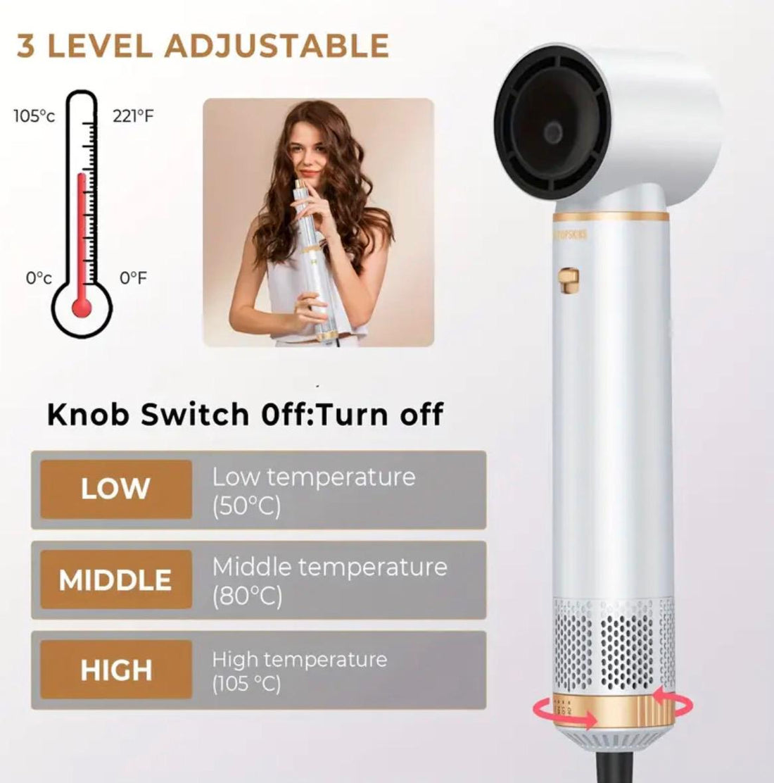 Hairstyler 5-in-1 Air Styler Hot Brush Curling Iron Thermal Brush Hot Hair Brush Hair Straightener Brushes for Long/Short Hair.