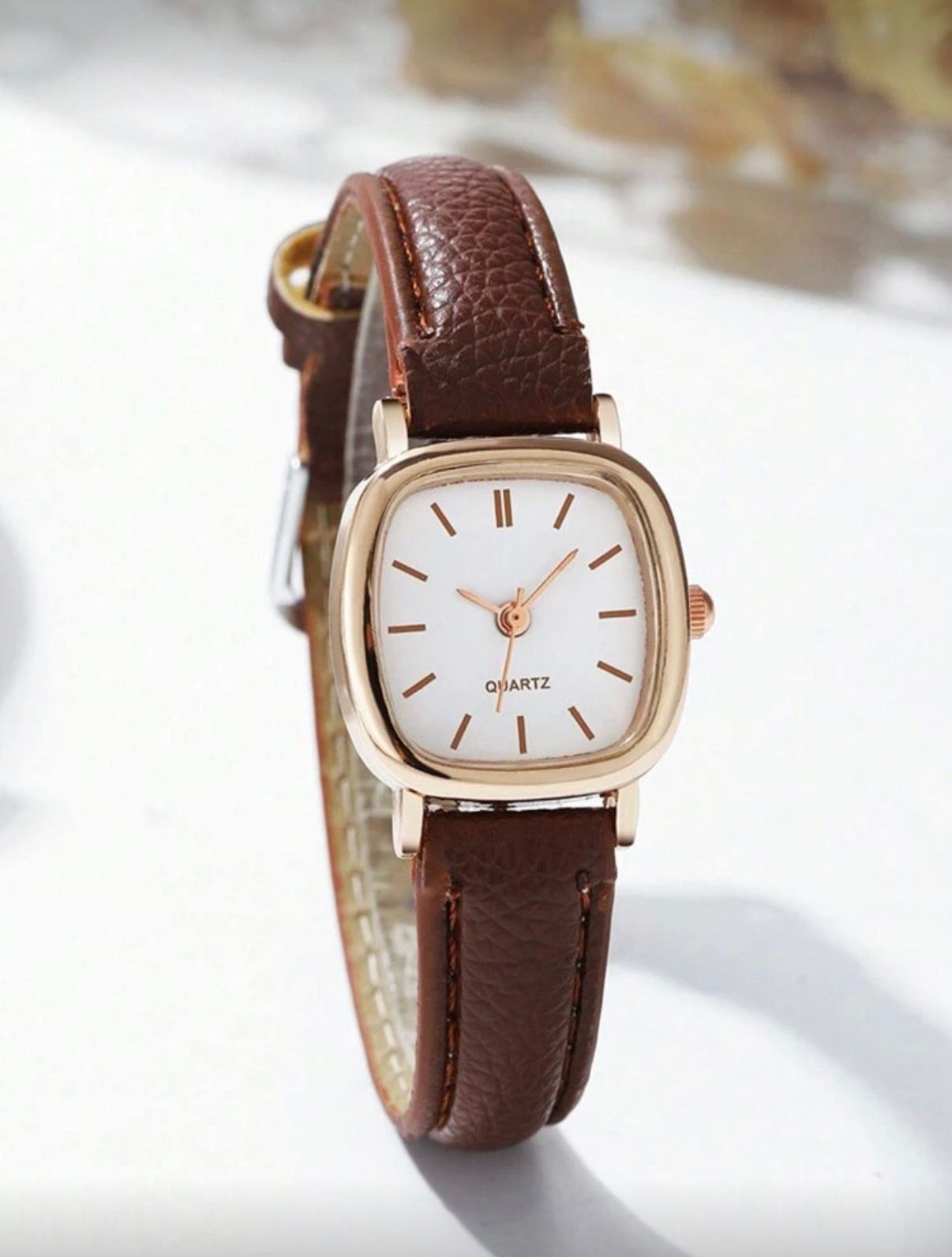Square Casual Student Quartz Leather Watch