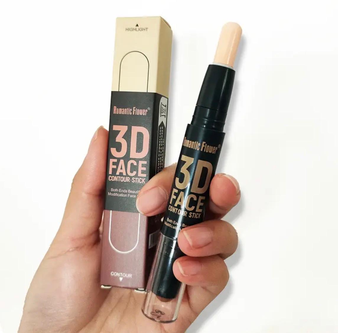 Double Head Contour Stick, Highlights&amp;Contour&amp;Concealer 3D Face Waterproof Long Lasting Makeup with Plant Squalane
