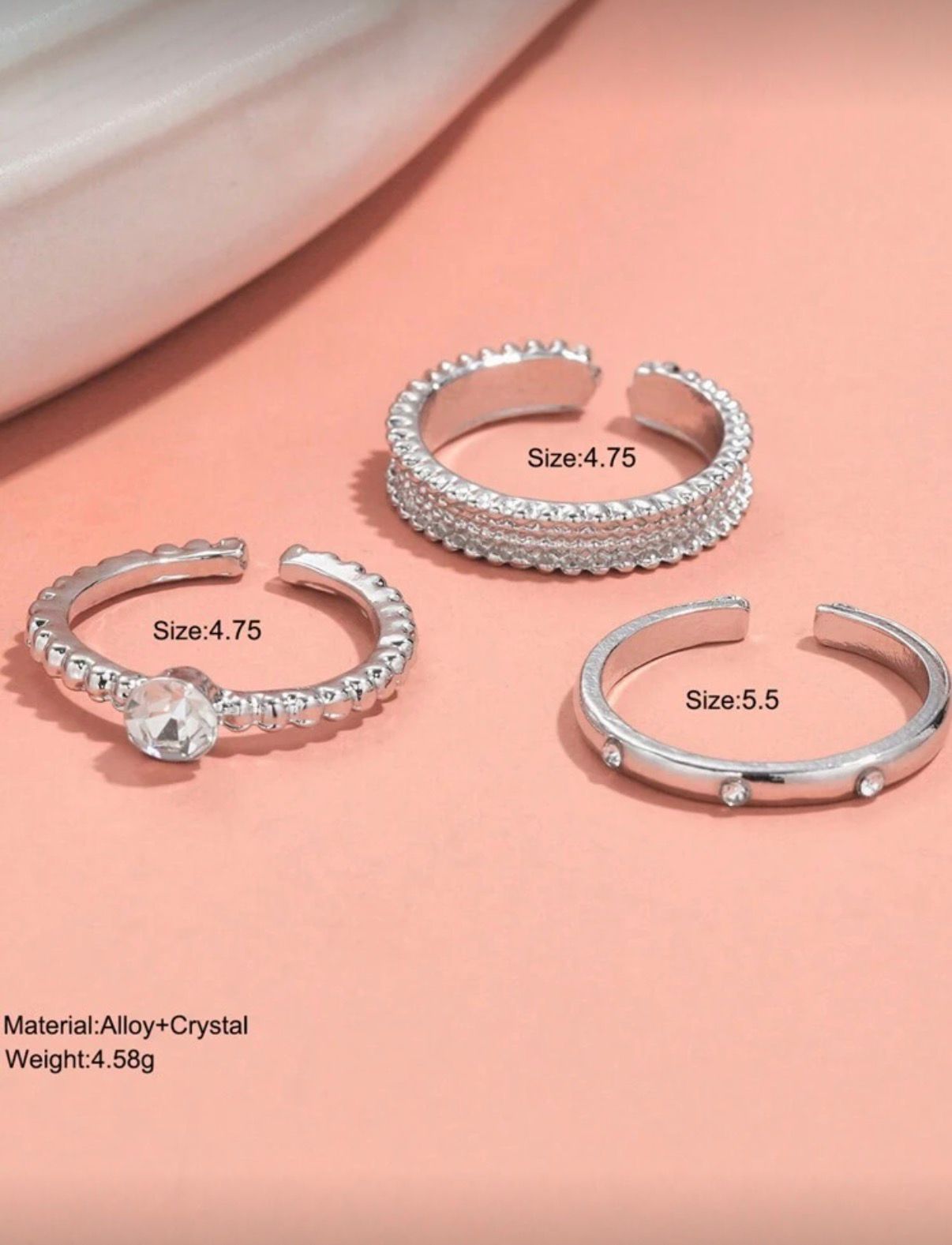 Zirconia Open Ring Set 3Pcs