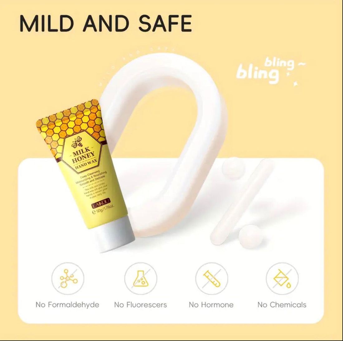 LAKOU Milk &amp; Honey Hand Wax Peel-Off Mask – Deep Cleansing &amp; Intensive Moisturization
