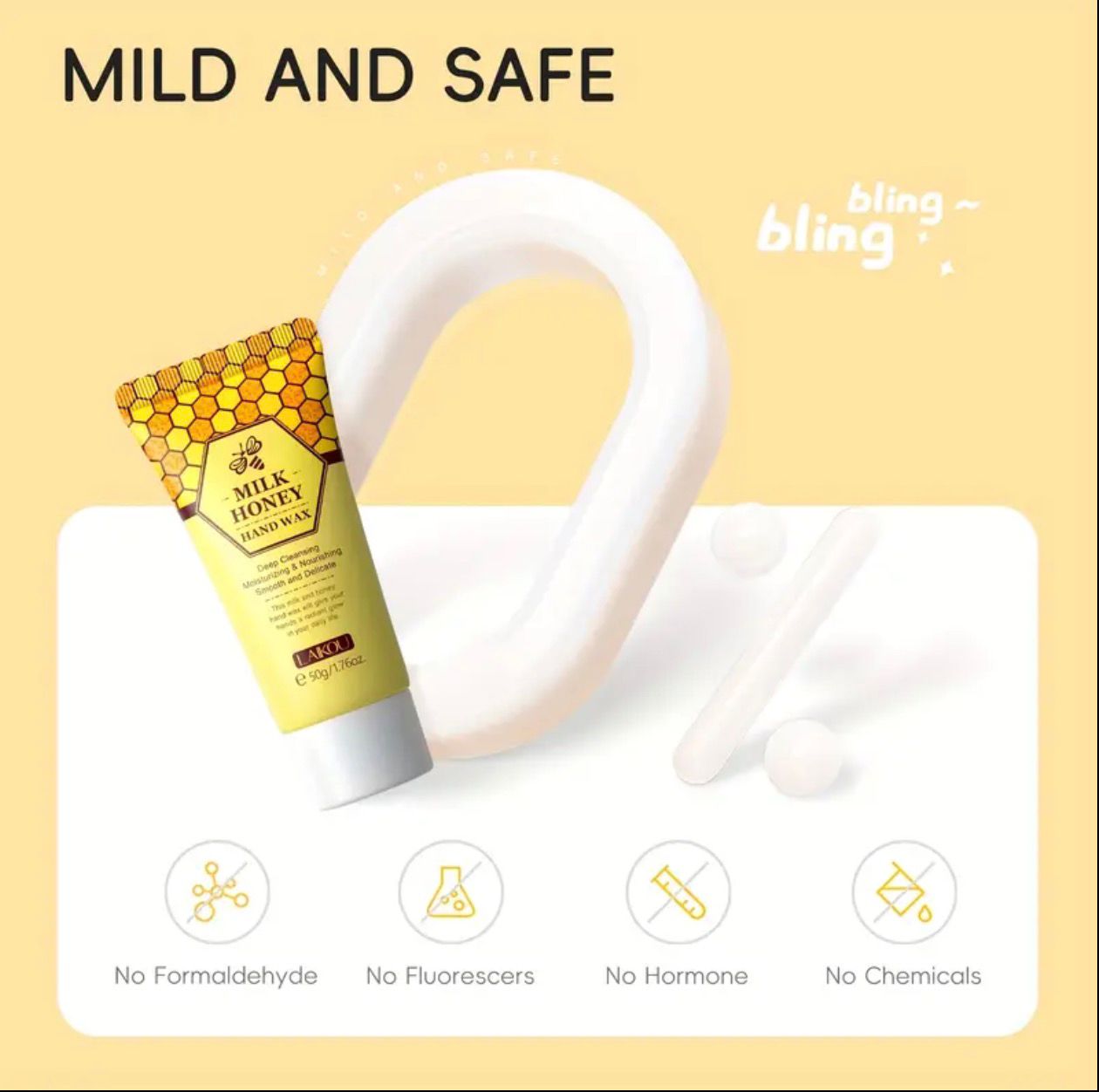 LAKOU Milk &amp; Honey Hand Wax Peel-Off Mask – Deep Cleansing &amp; Intensive Moisturization