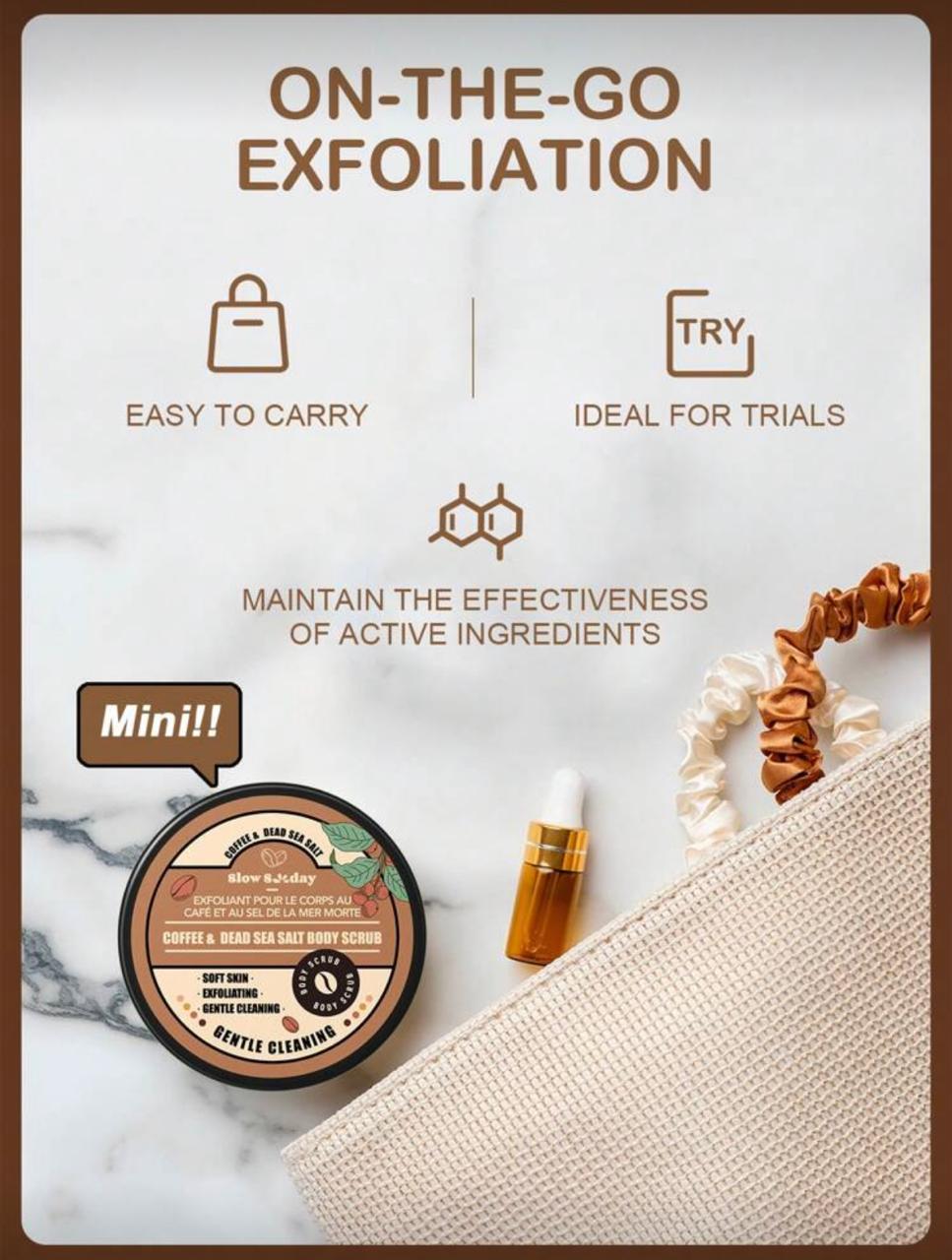 Slow Sunday Coffee&amp; Dead Sea Salt Body For Silky Smooth Skin Body Scrub 100g