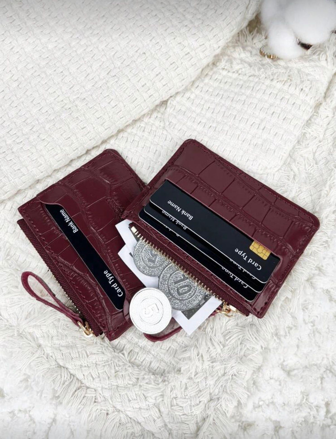 Slim Wallet Thin Lightweight Burgundy