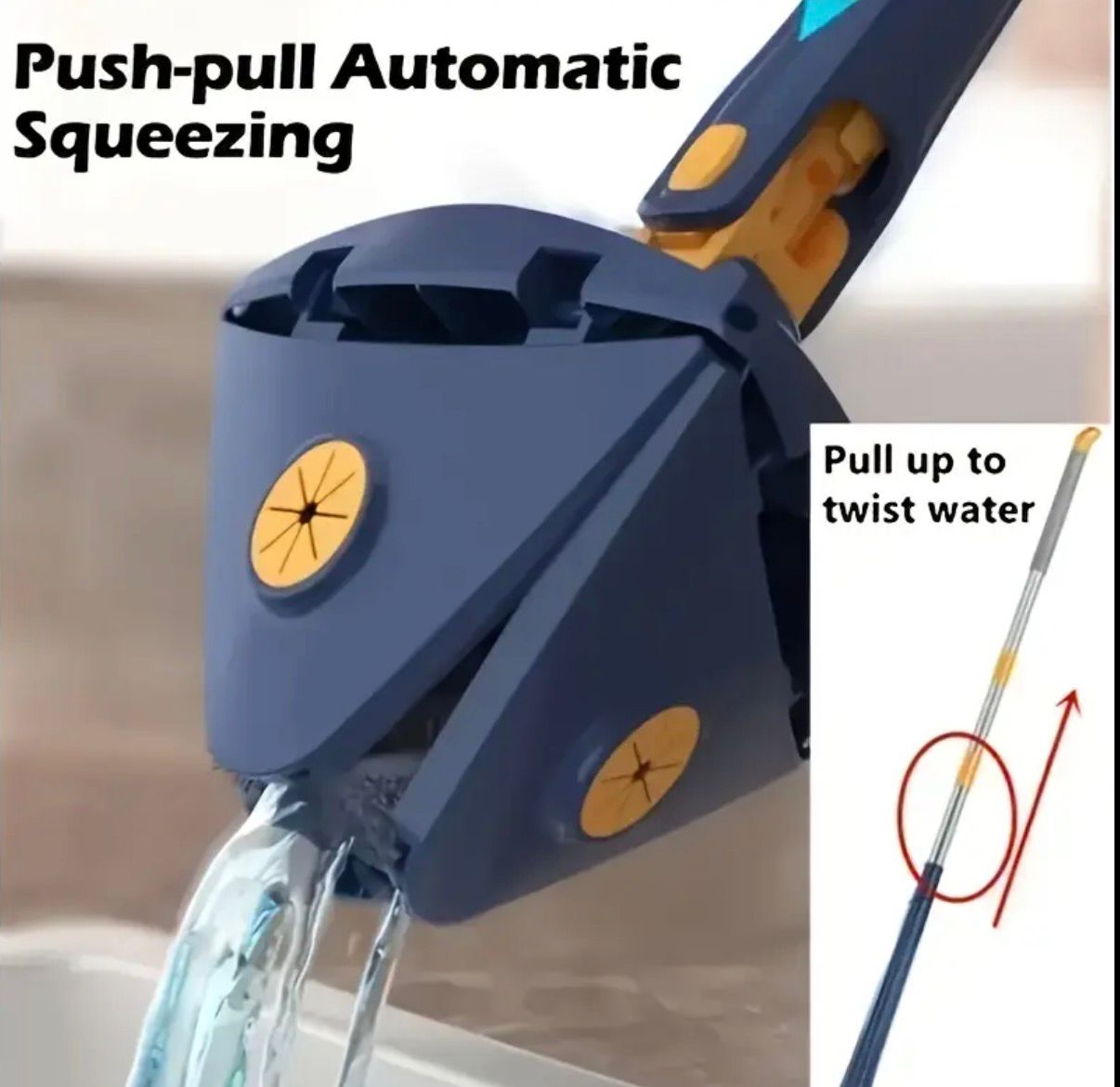 Triangle 360° Rotating Cleaning Mop, Long Handle Floor Mop, Hands-free Wash Squeeze Mop, Wet And Dry Dual-use Cleaning Mop, for Floor Wall Ceiling Corner Glass, Cleaning Supplies, Cleaning Tool