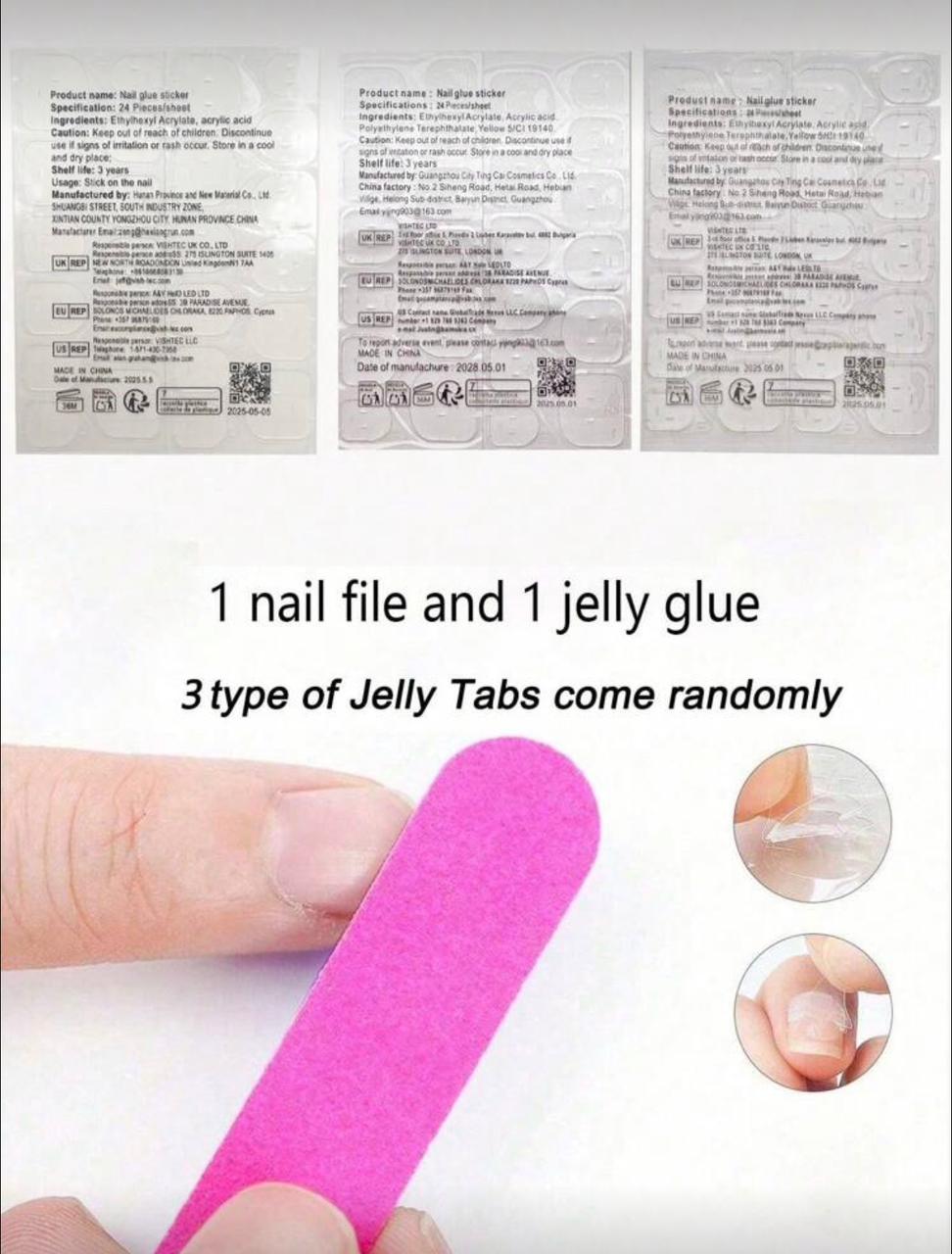 French Almond Shape Tie Dye White Base False Nails