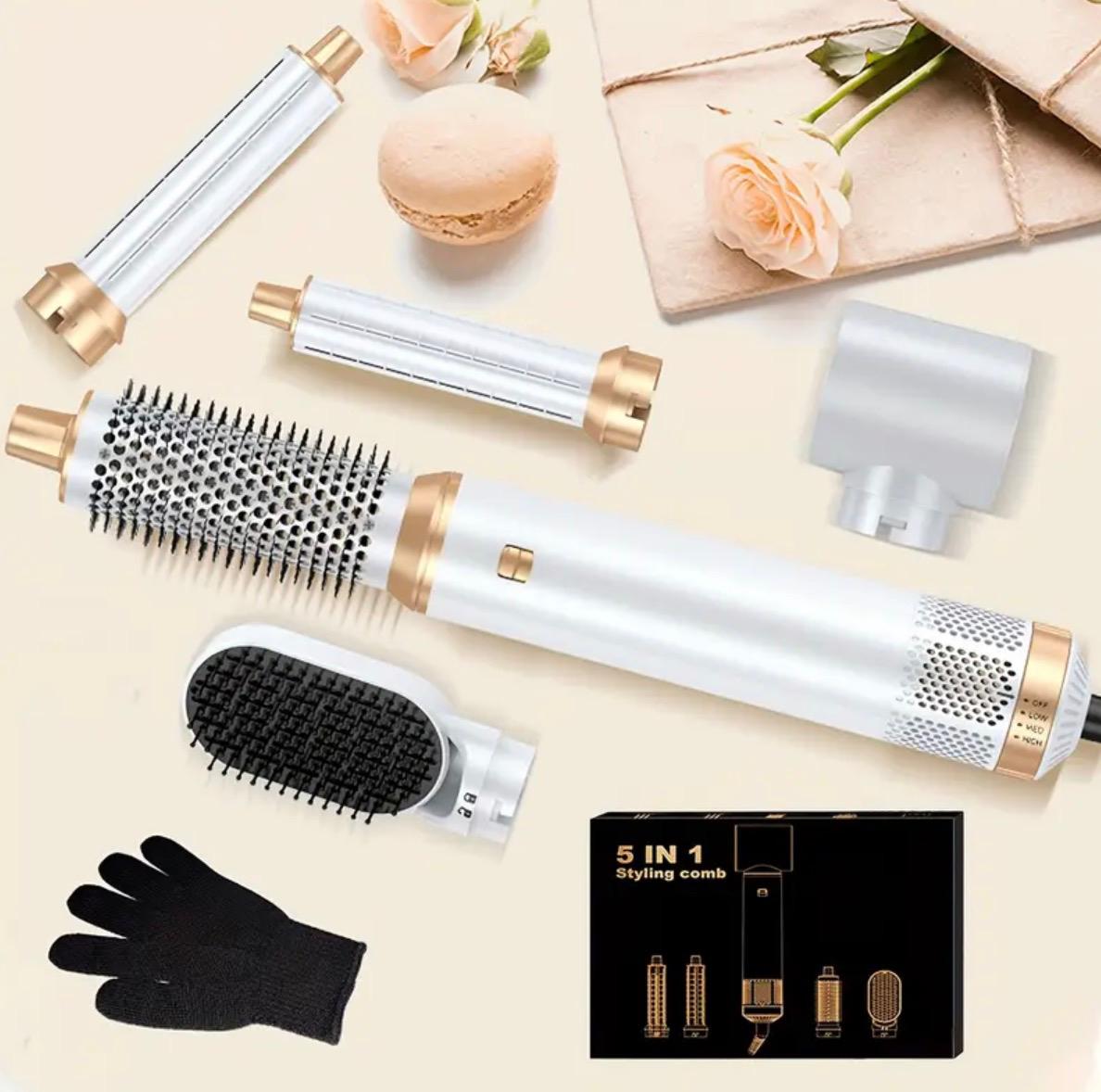Hairstyler 5-in-1 Air Styler Hot Brush Curling Iron Thermal Brush Hot Hair Brush Hair Straightener Brushes for Long/Short Hair.