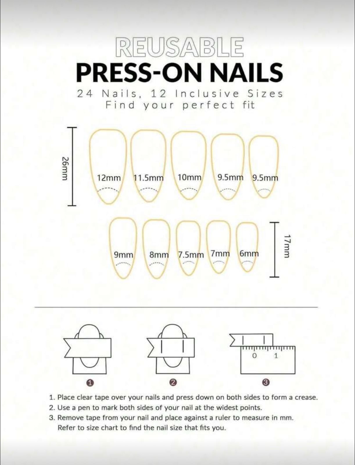 French Almond Shape Tie Dye White Base False Nails