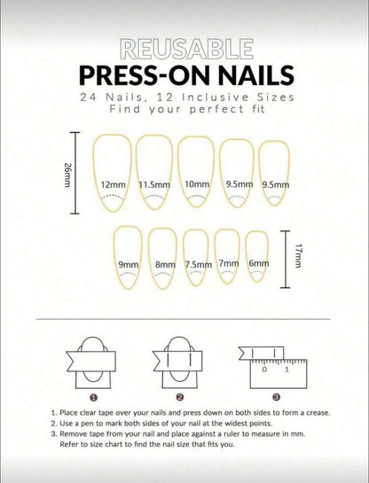 French Almond Shape Tie Dye White Base False Nails