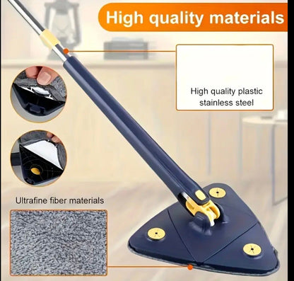 Triangle 360° Rotating Cleaning Mop, Long Handle Floor Mop, Hands-free Wash Squeeze Mop, Wet And Dry Dual-use Cleaning Mop, for Floor Wall Ceiling Corner Glass, Cleaning Supplies, Cleaning Tool