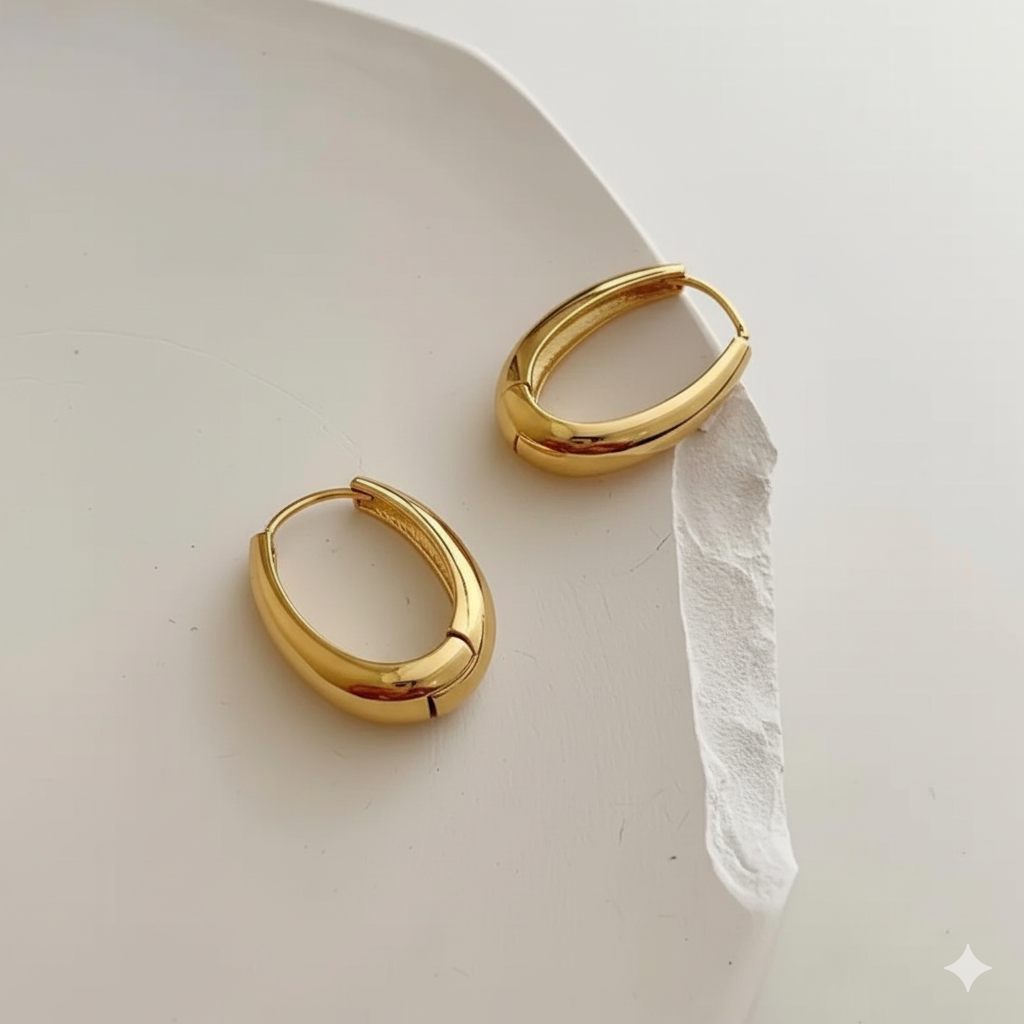 Geometric Hoop Earrings - Golden-Tone Minimalist Design, Versatile for Daily Wear, Parties &amp; Music Festivals, Durable Metallic Finish, Year-Round Accessory, Party Accessories, Elegant Accessories, Smooth Surface Jewelry