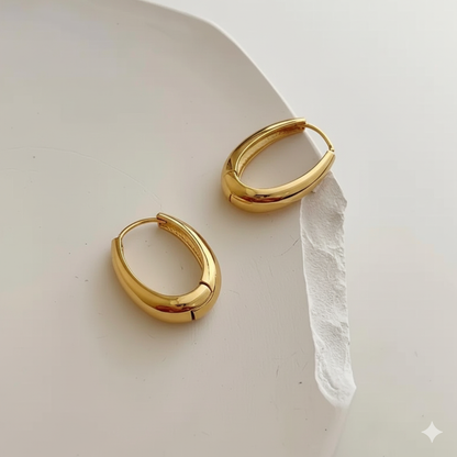 Geometric Hoop Earrings - Golden-Tone Minimalist Design, Versatile for Daily Wear, Parties &amp; Music Festivals, Durable Metallic Finish, Year-Round Accessory, Party Accessories, Elegant Accessories, Smooth Surface Jewelry