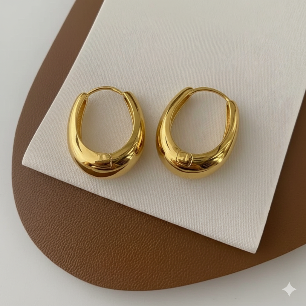 Geometric Hoop Earrings - Golden-Tone Minimalist Design, Versatile for Daily Wear, Parties &amp; Music Festivals, Durable Metallic Finish, Year-Round Accessory, Party Accessories, Elegant Accessories, Smooth Surface Jewelry