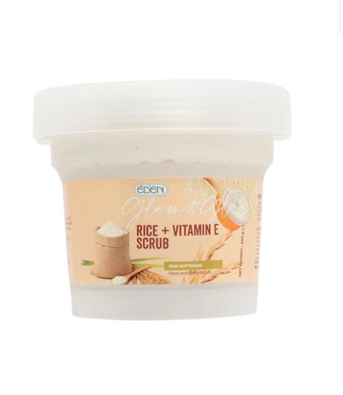 Eden Glam &amp; Glo Rice + Vitamin E Scrub: Gentle Glow-Up 200g